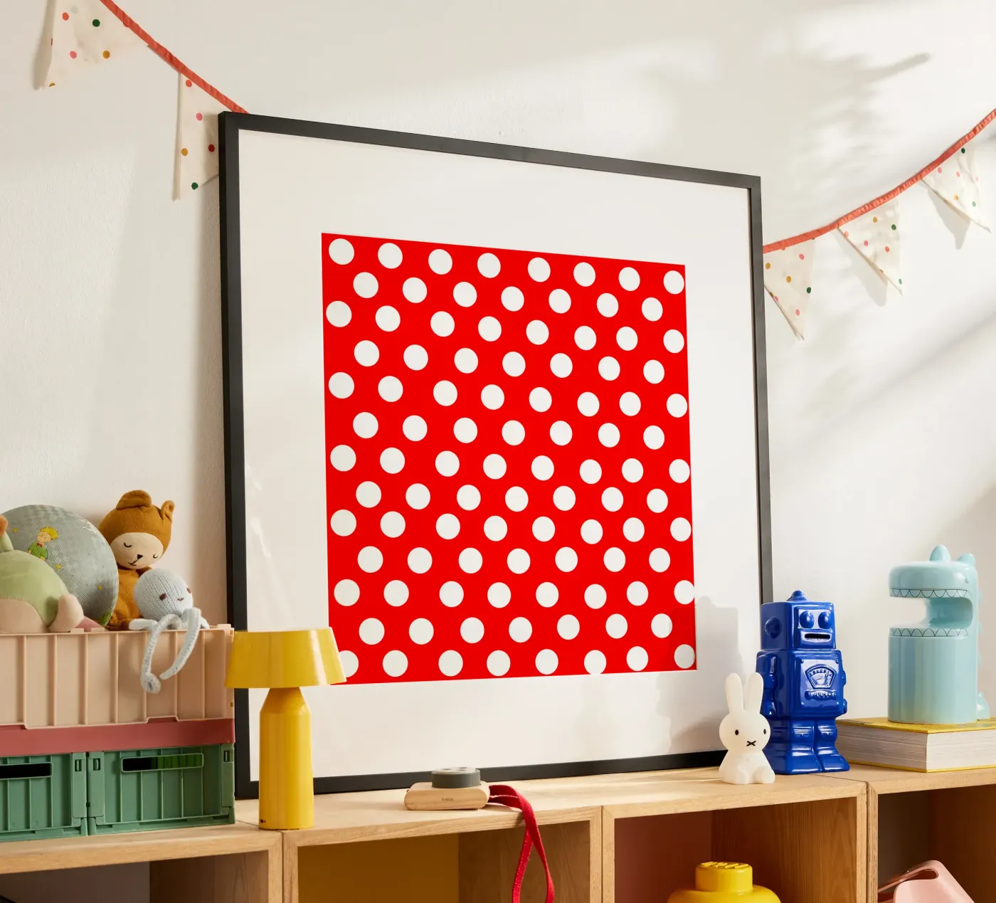 Red polka dots pattern poster de baobabprintstore
