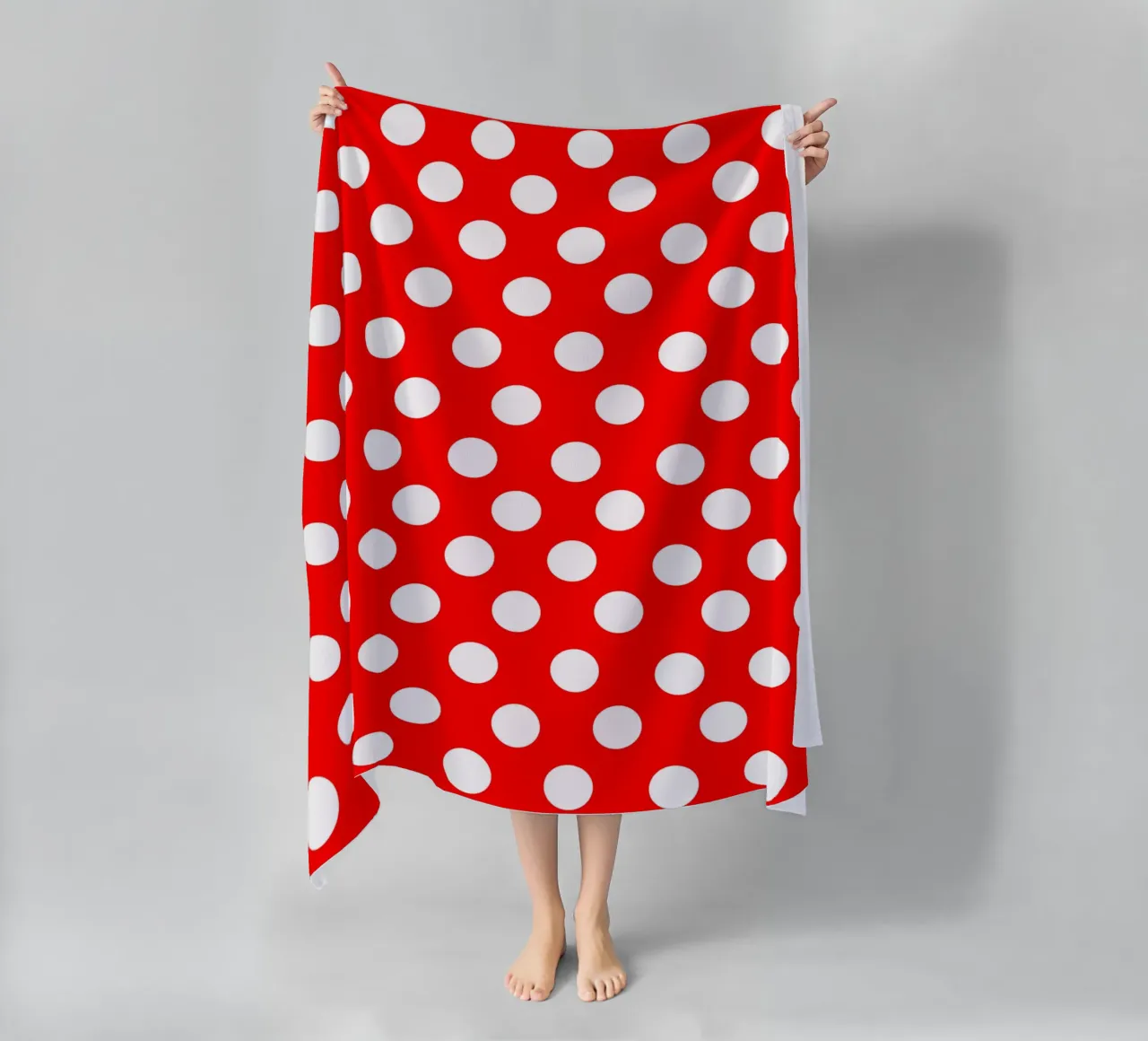 Red polka dots pattern telo mare da baobabprintstore