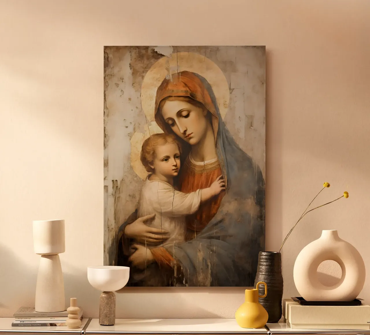 Mutter Gottes mit Kind Alu-Dibond von Carinaprint