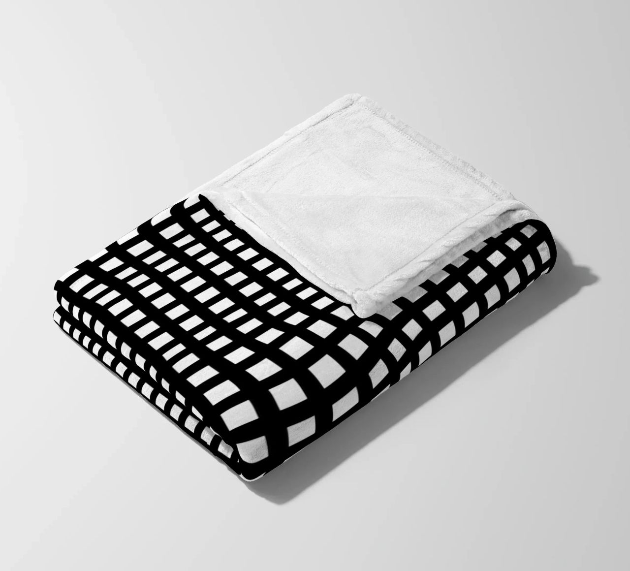 Black square mesh grid coperta in pile da baobabprintstore