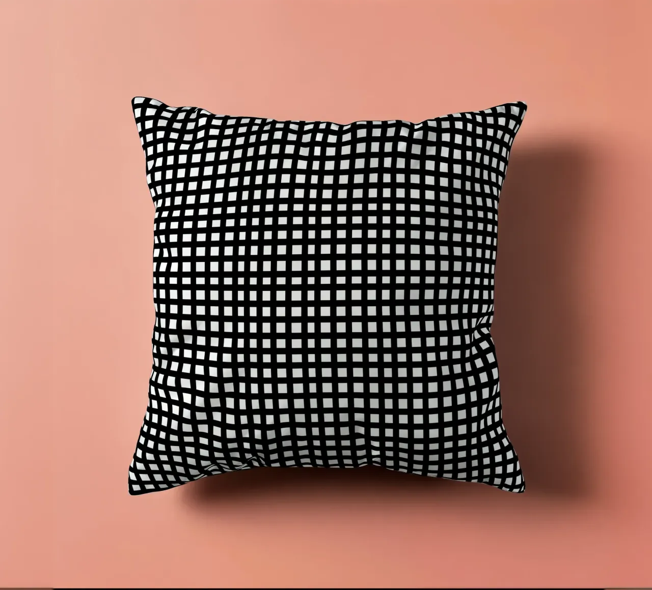 Black square mesh grid cuscino da baobabprintstore