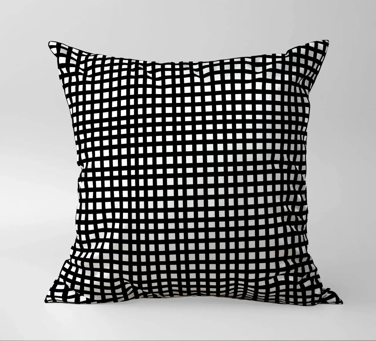 Black square mesh grid cuscino da baobabprintstore