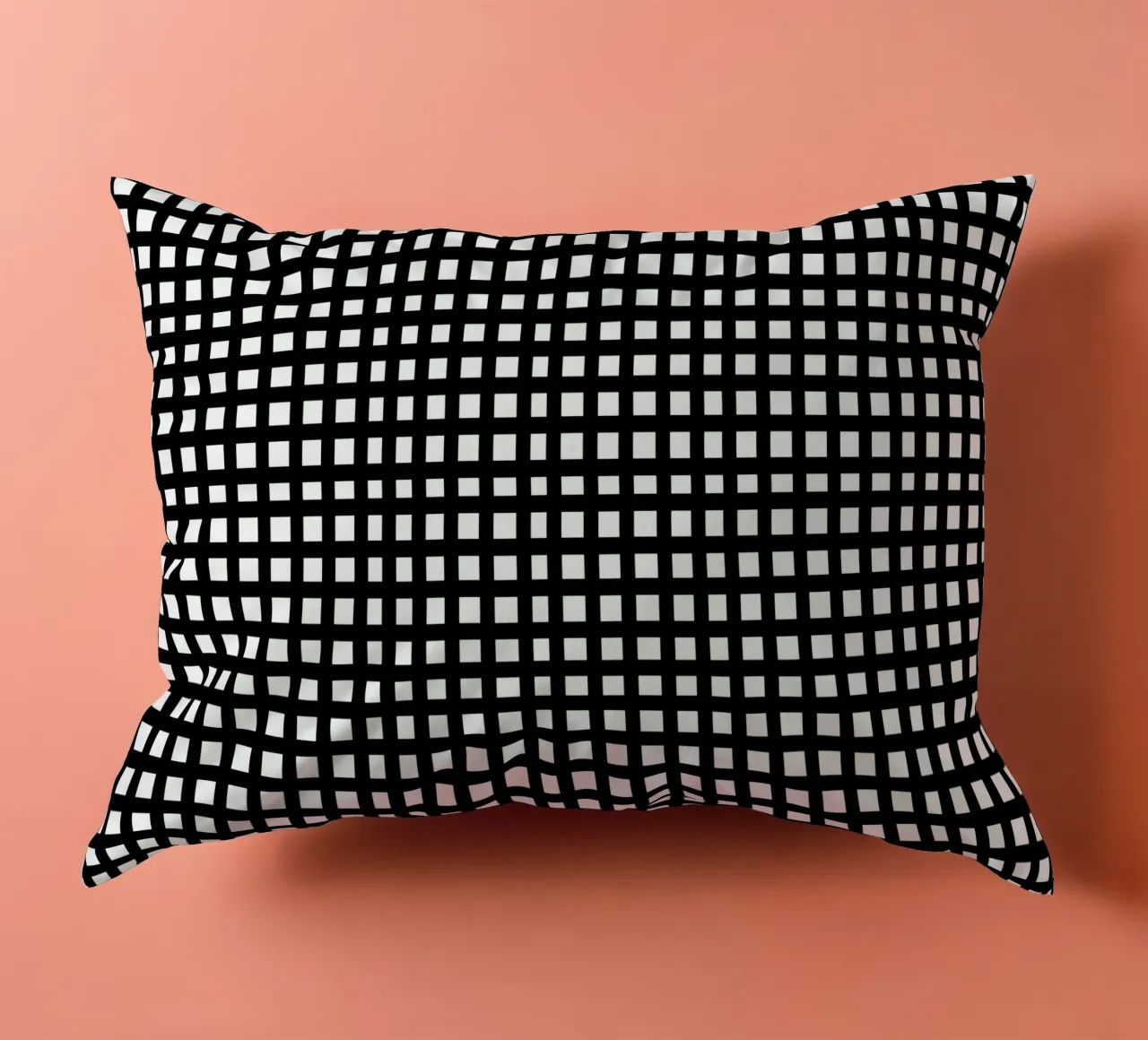 Black square mesh grid cuscino da baobabprintstore