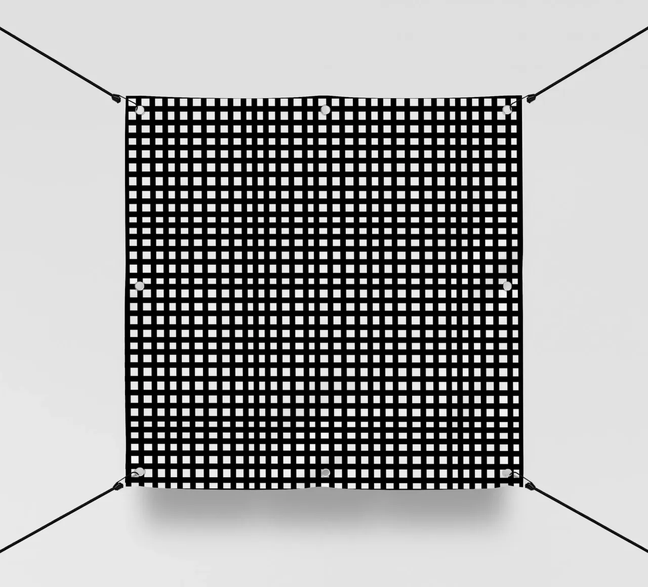 Black square mesh grid telo in pvc da baobabprintstore