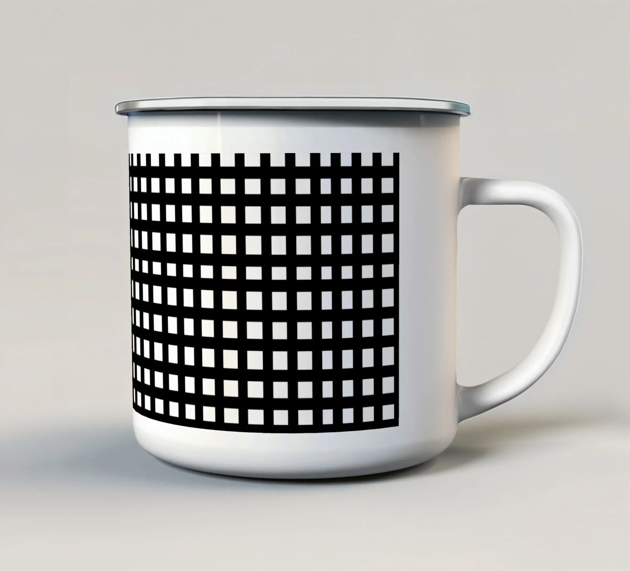 Black square mesh grid tazza in smalto da baobabprintstore