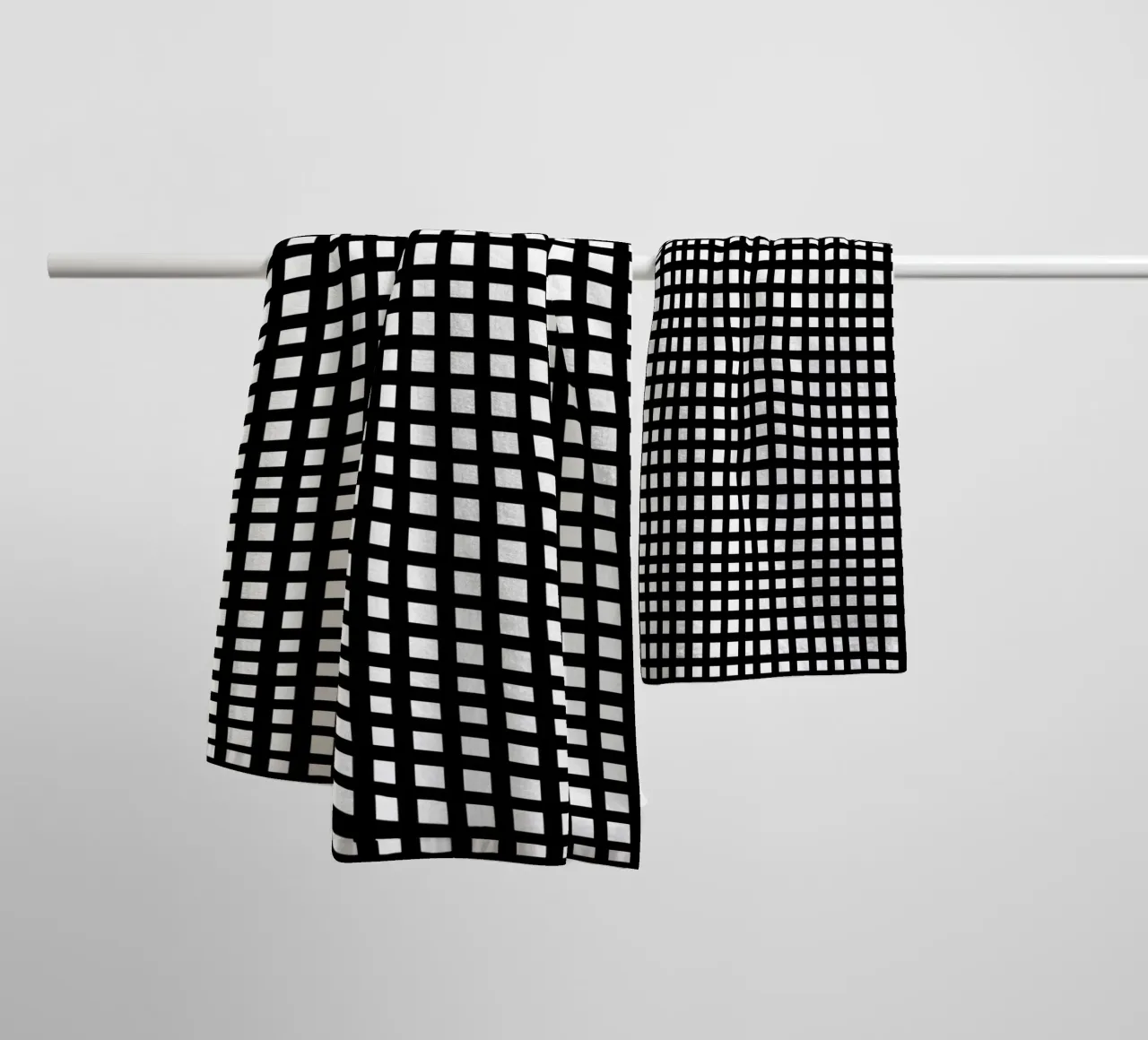 Black square mesh grid asciugamano da bagno da baobabprintstore