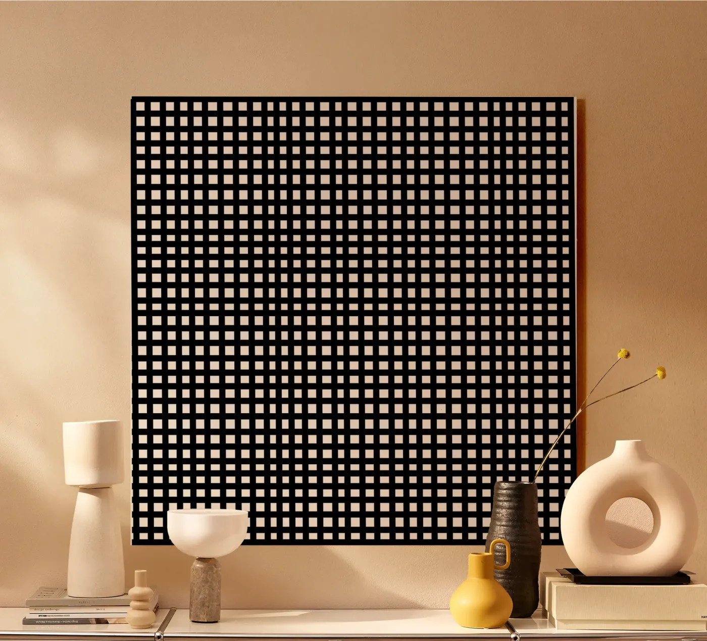 Black square mesh grid acryl van baobabprintstore