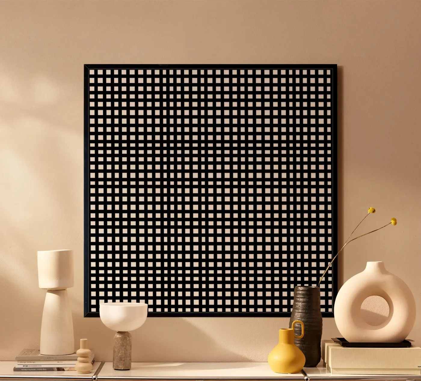 Black square mesh grid poster da baobabprintstore