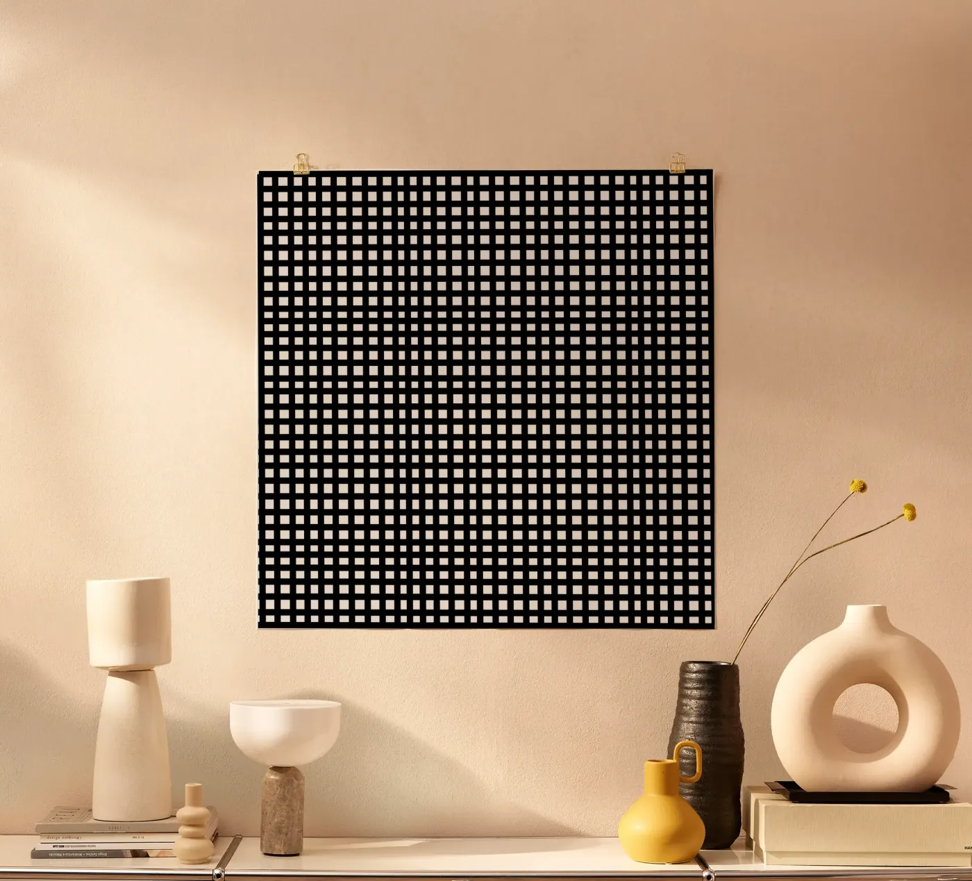 Black square mesh grid poster da baobabprintstore