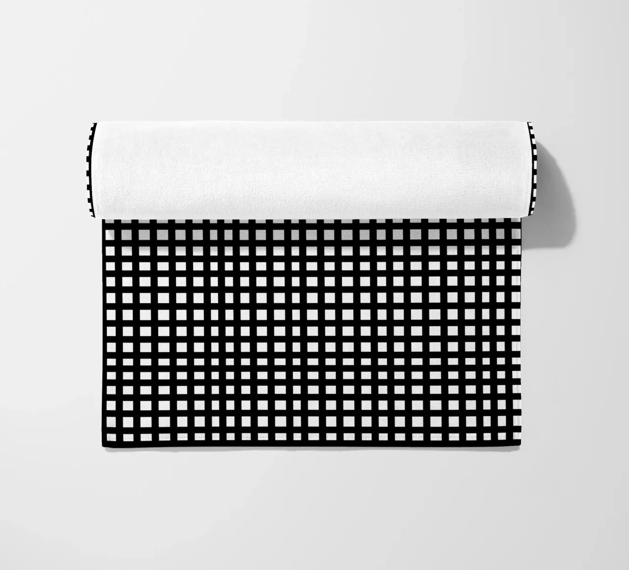 Black square mesh grid toalla de playa de baobabprintstore