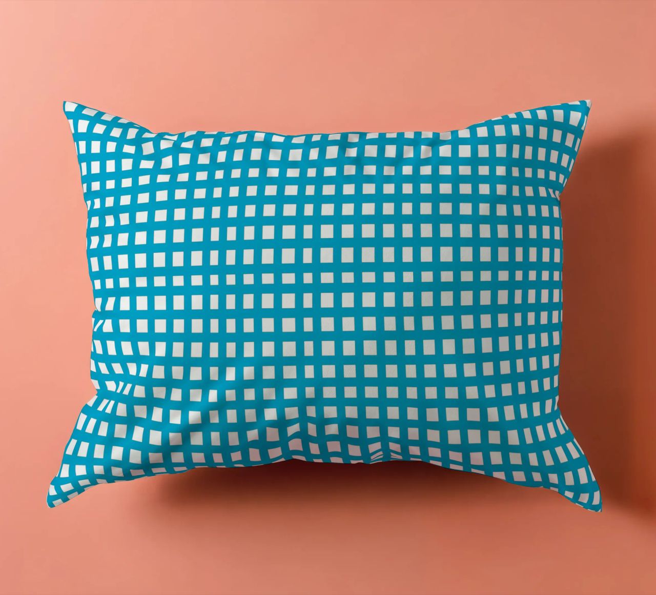 Blue square mesh grid cuscino da baobabprintstore
