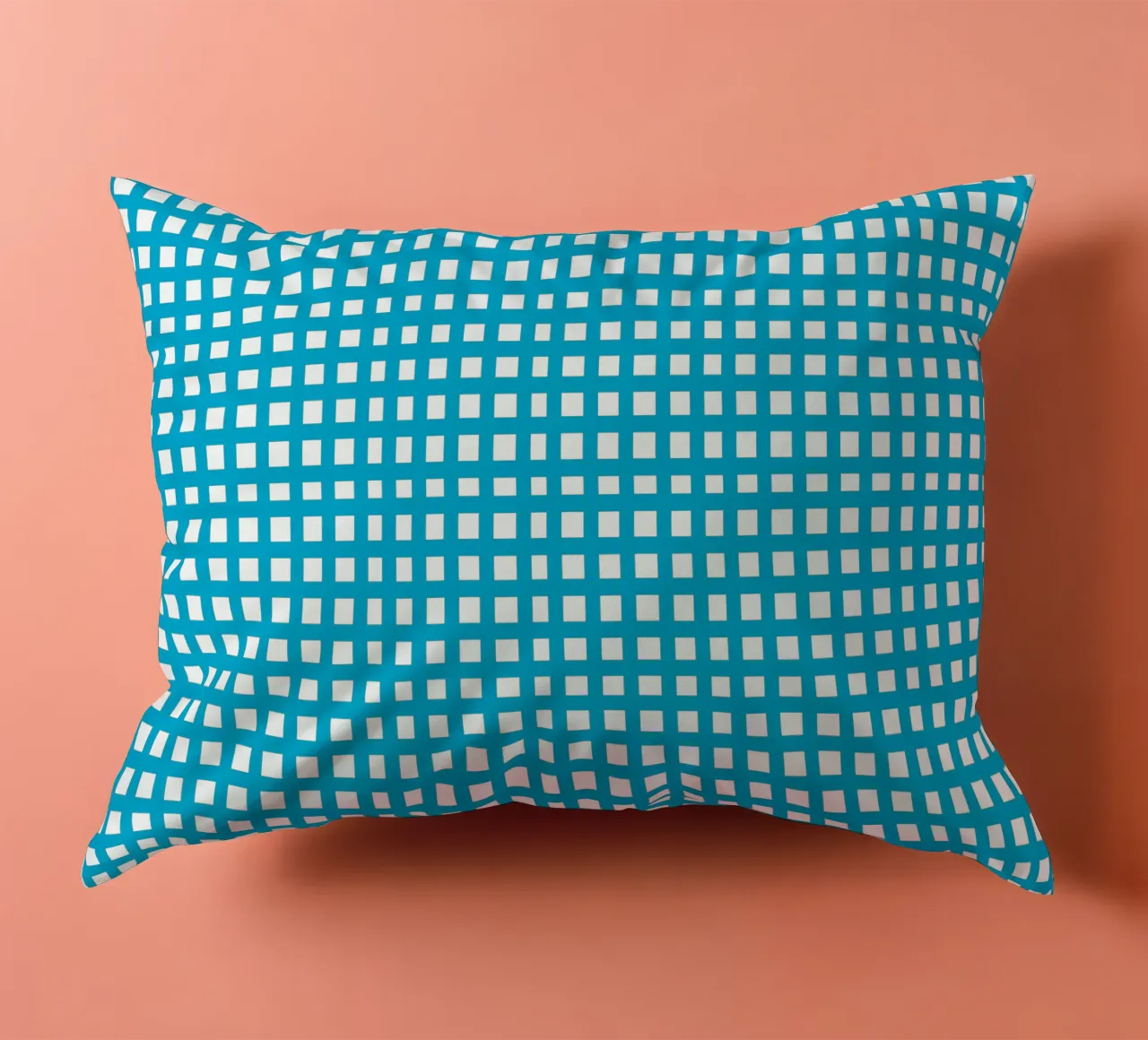 Blue square mesh grid Kissen von baobabprintstore