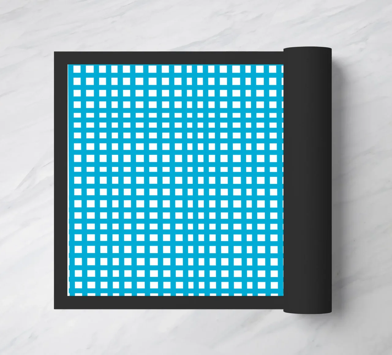 Blue square mesh grid Fußmatte von baobabprintstore