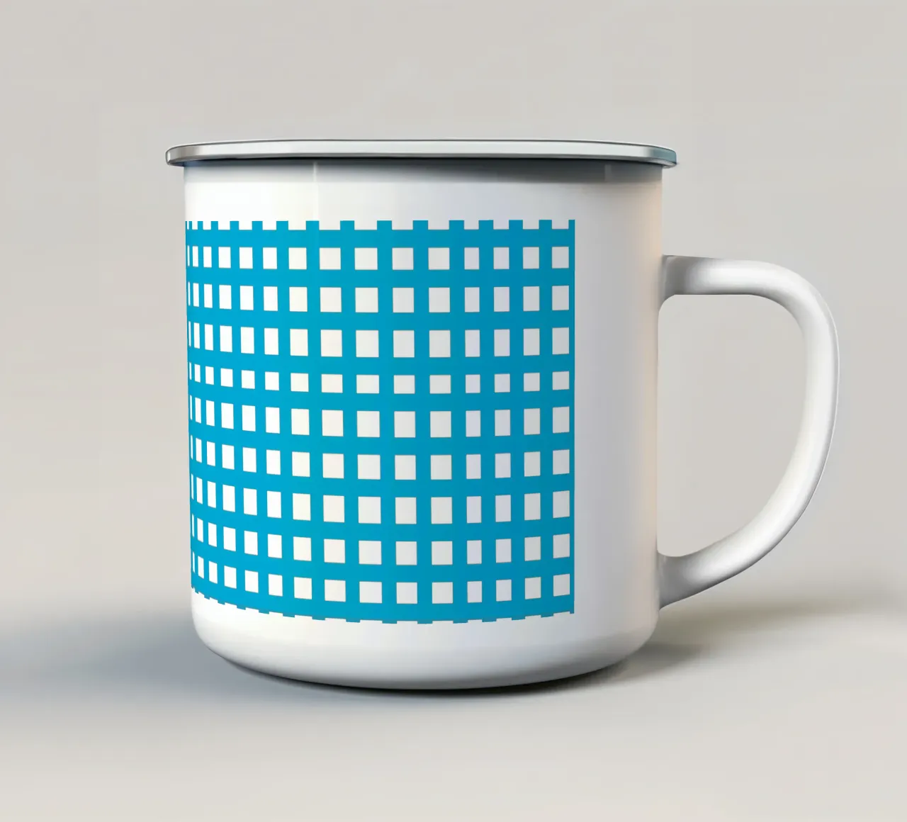 Blue square mesh grid Emaille Tasse von baobabprintstore