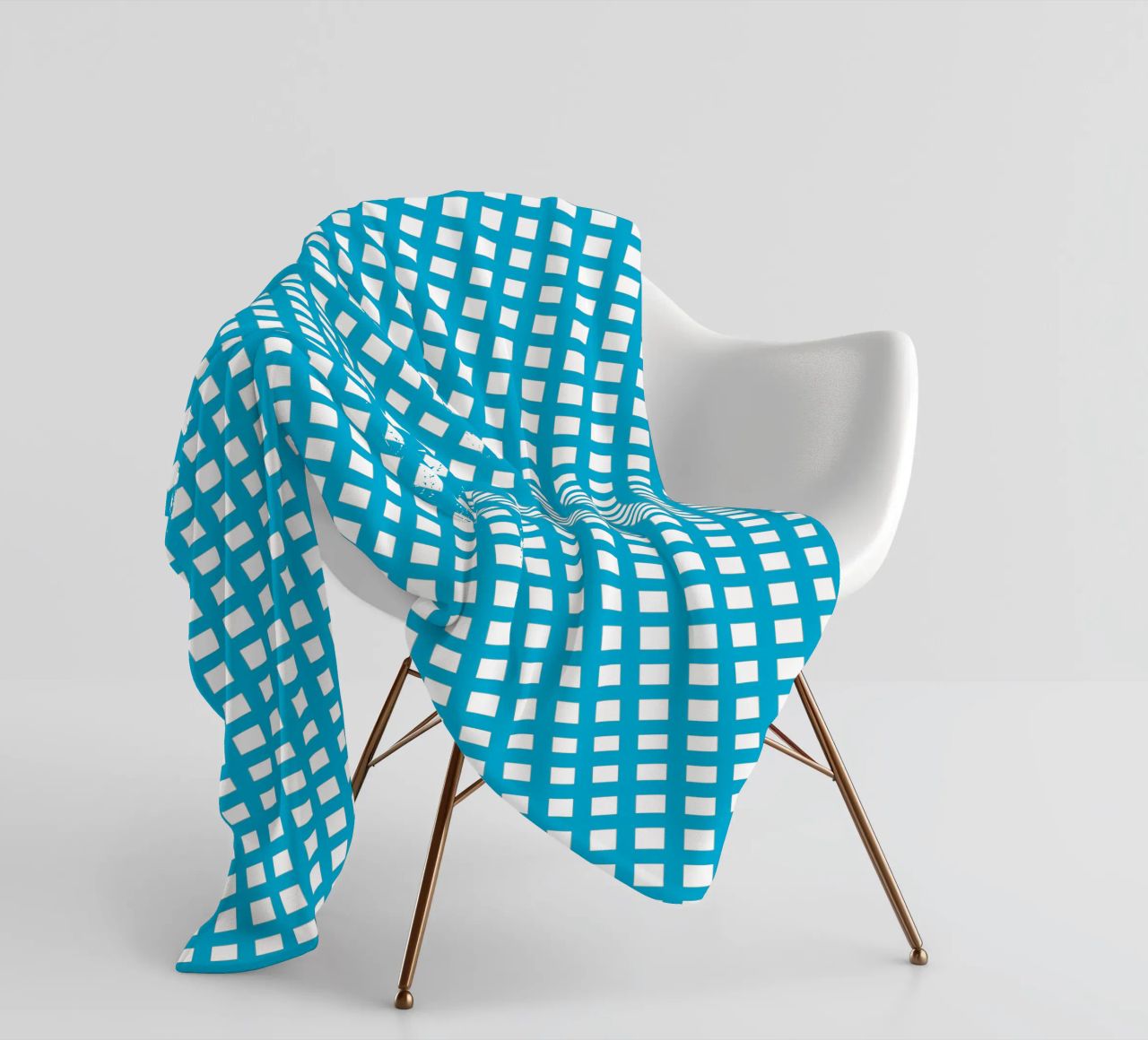 Blue square mesh grid coperta in pile da baobabprintstore