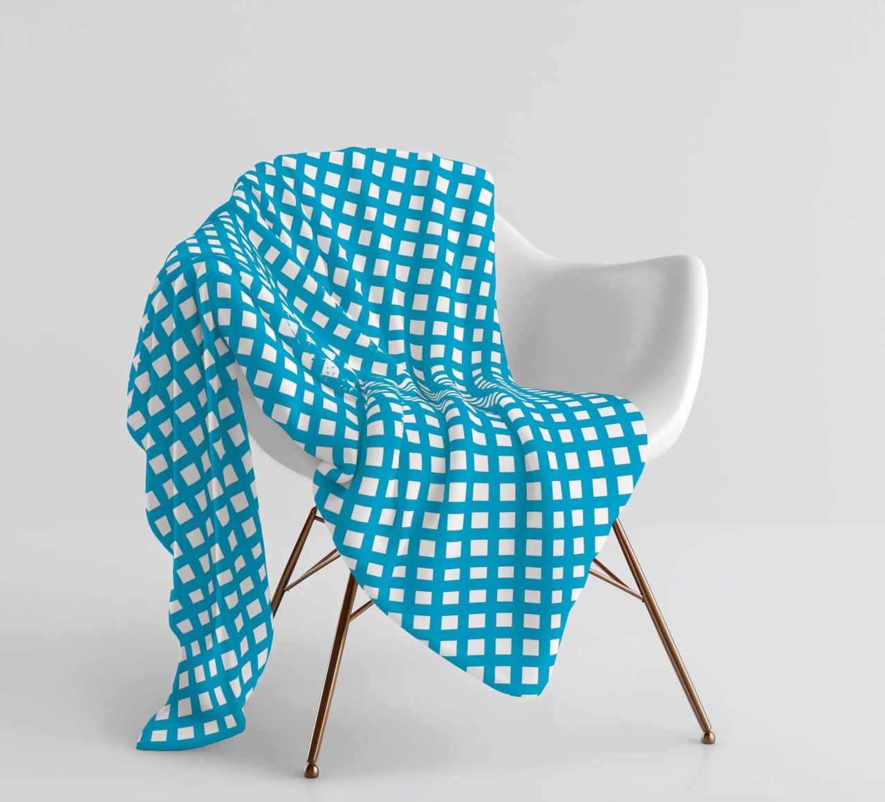 Blue square mesh grid coperta in pile da baobabprintstore