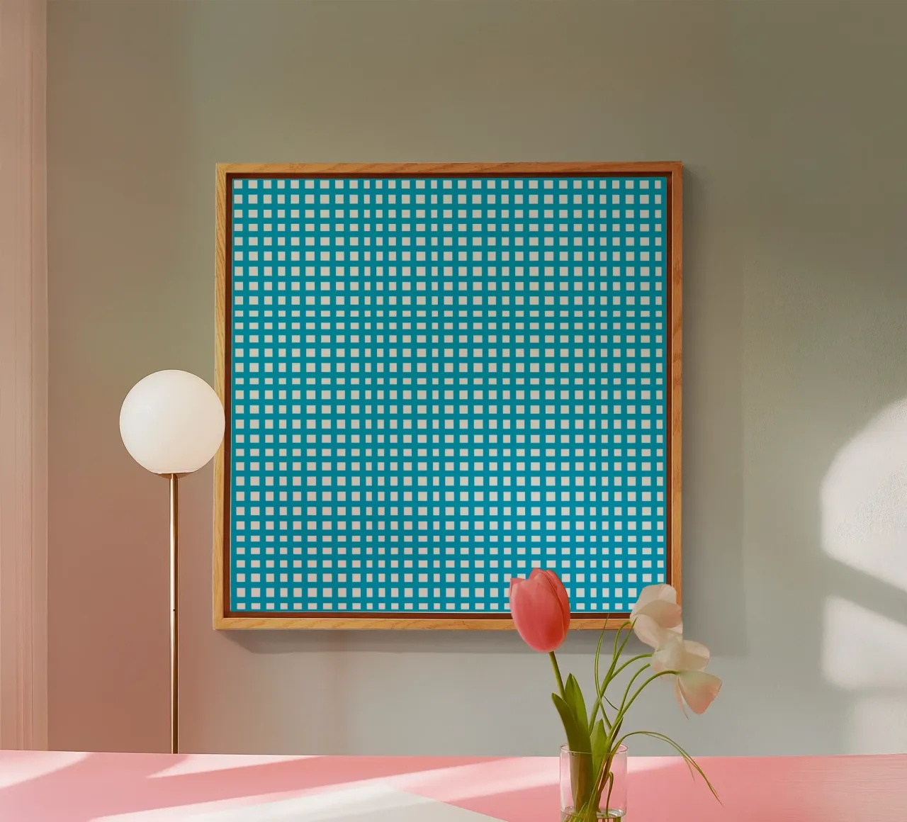 Blue square mesh grid metacrilato de baobabprintstore