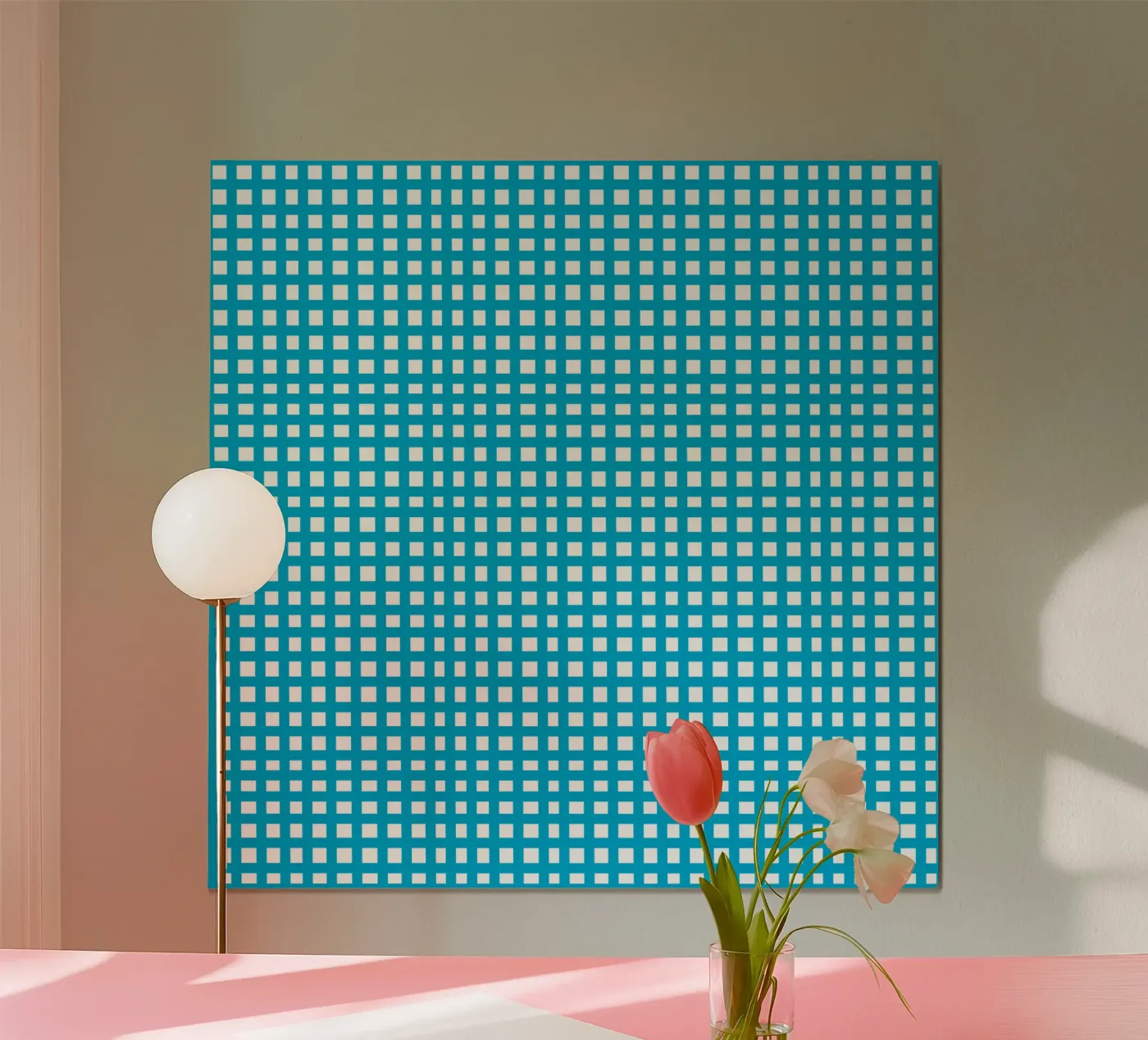 Blue square mesh grid poster da baobabprintstore