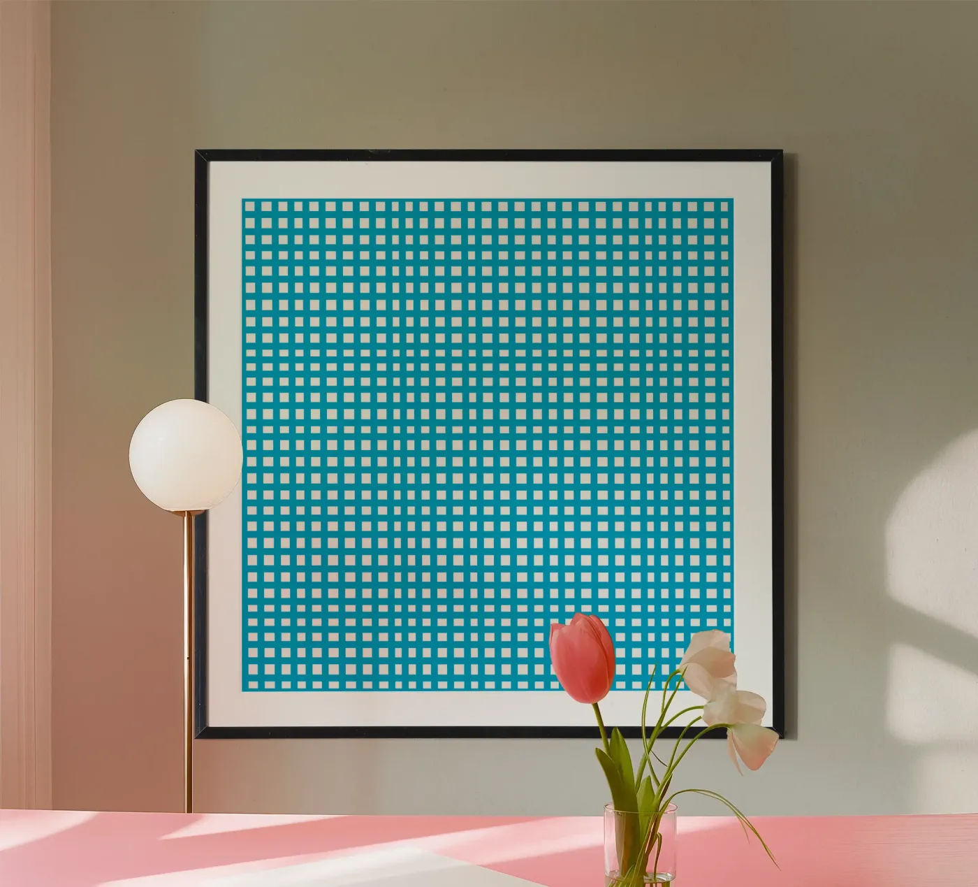 Blue square mesh grid poster da baobabprintstore