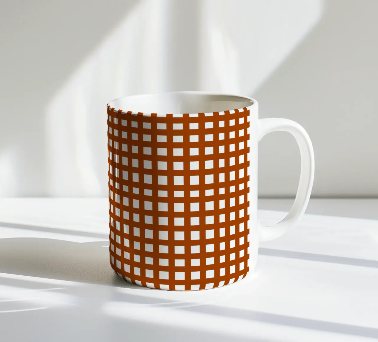 Brown square mesh grid tazza in ceramica da baobabprintstore