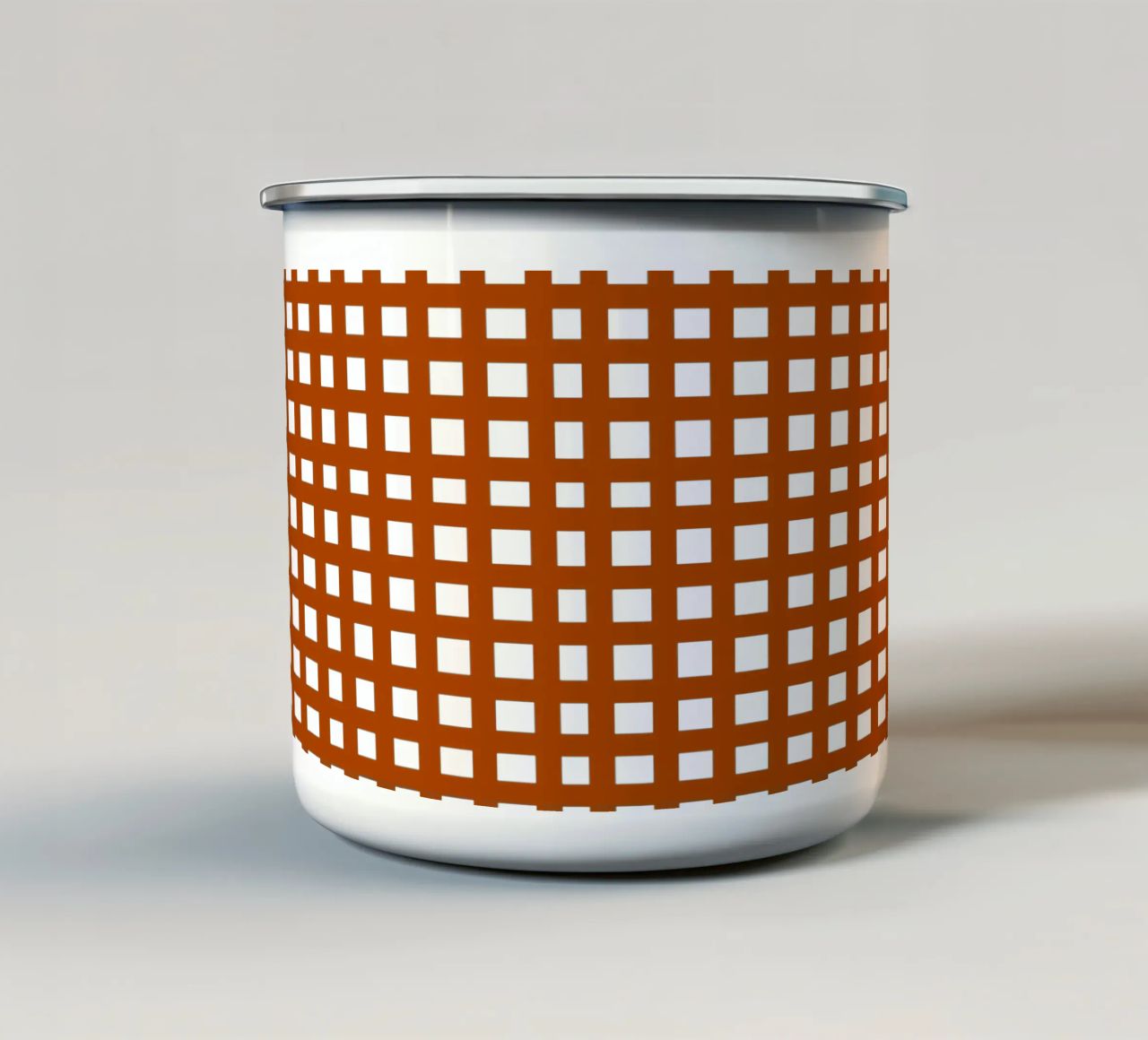 Brown square mesh grid tazza in smalto da baobabprintstore