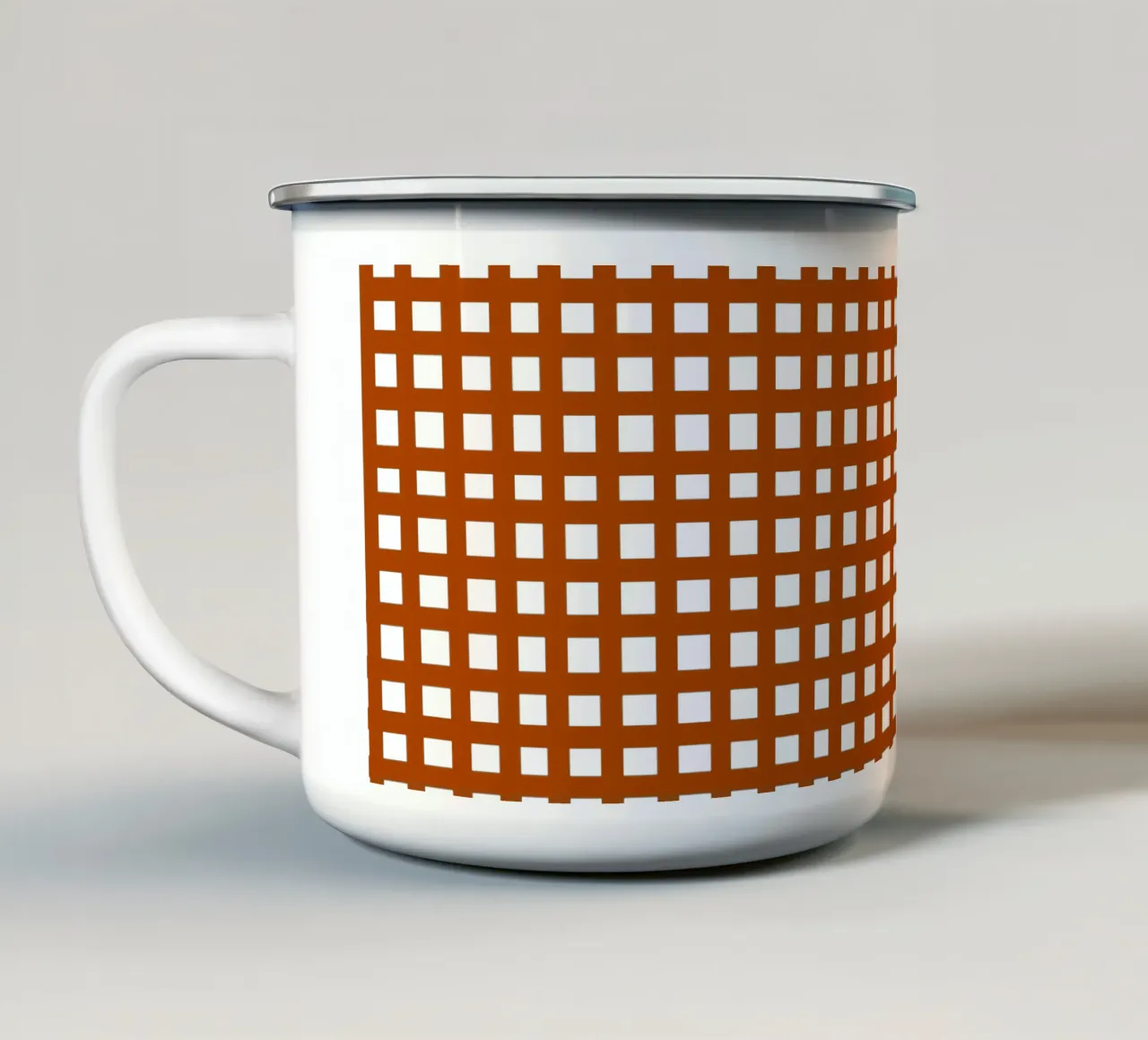 Brown square mesh grid Emaille Tasse von baobabprintstore