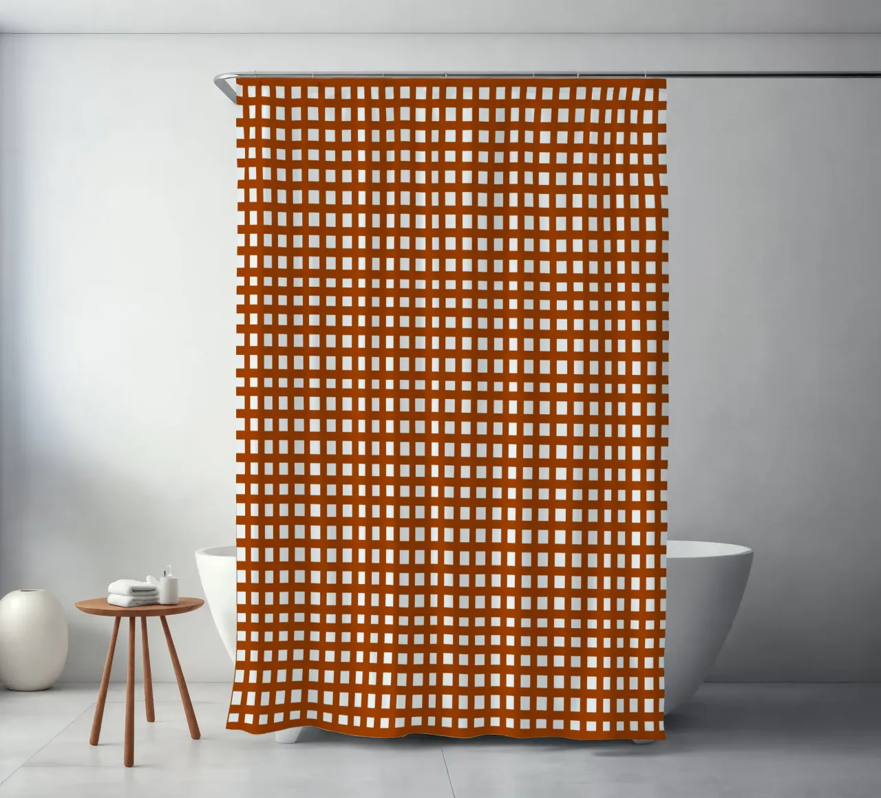 Brown square mesh grid tenda da doccia da baobabprintstore