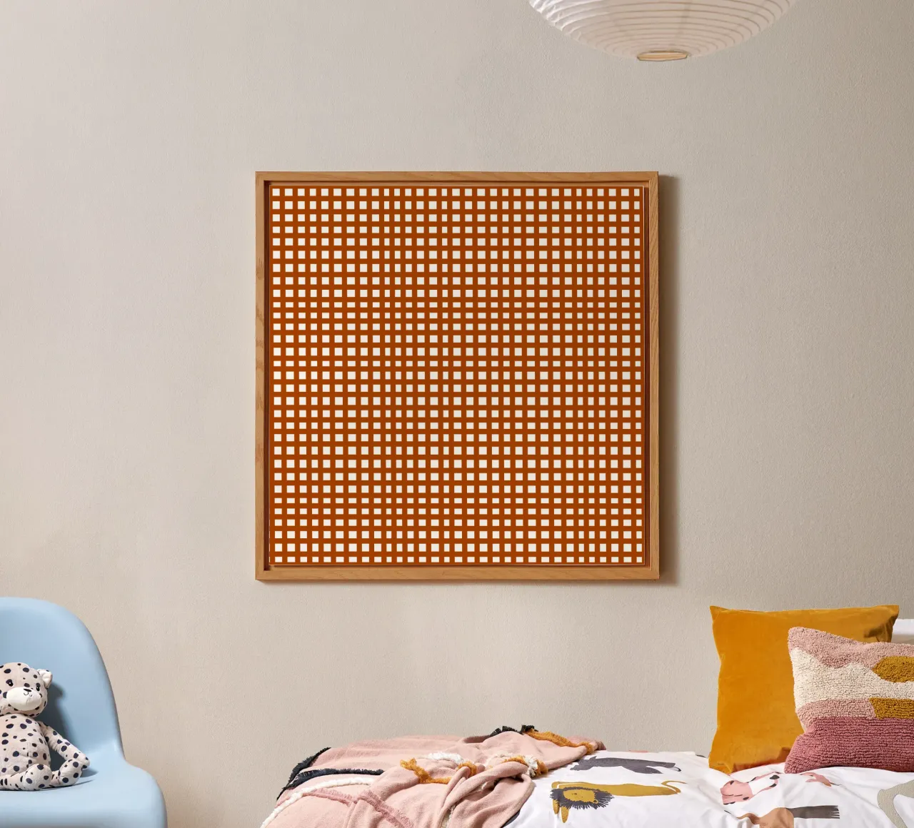 Brown square mesh grid alluminio dibond da baobabprintstore