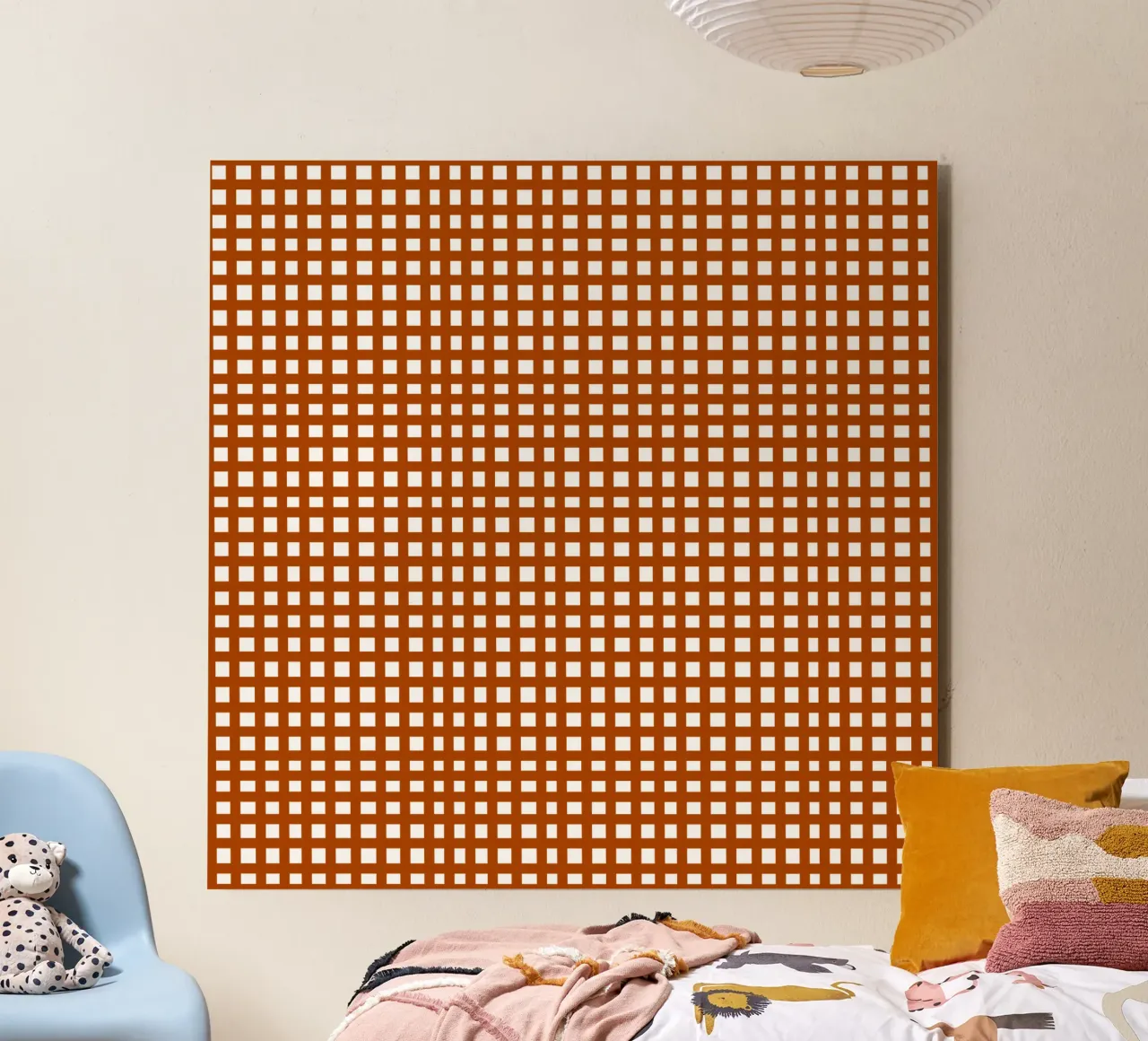 Brown square mesh grid alluminio dibond da baobabprintstore