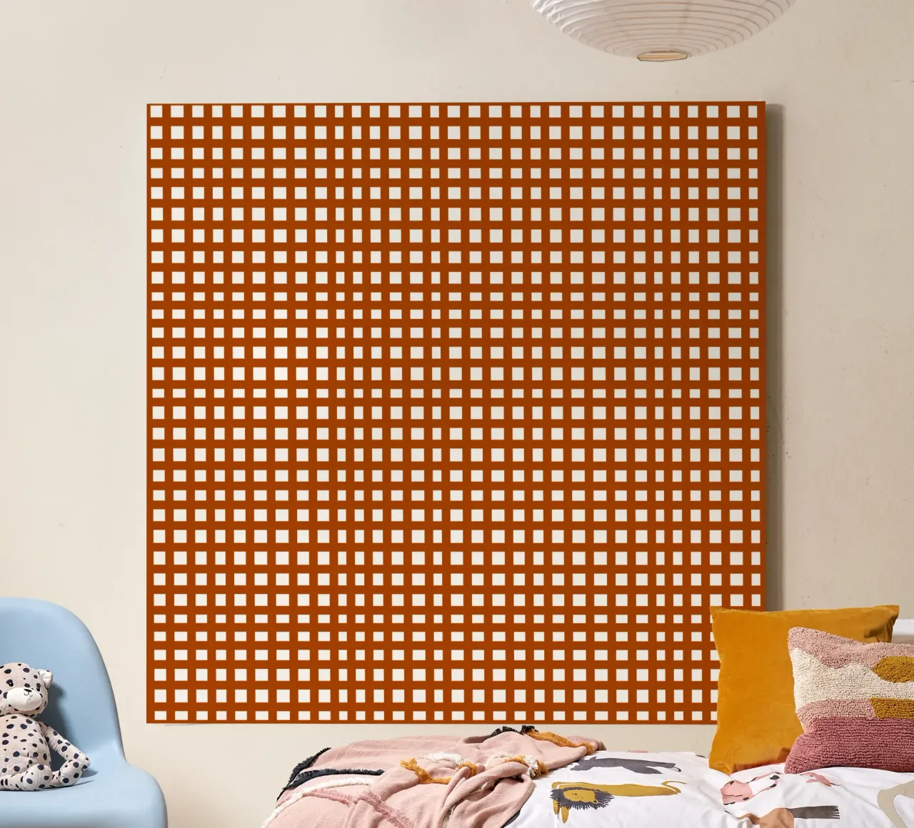 Brown square mesh grid canvas by baobabprintstore