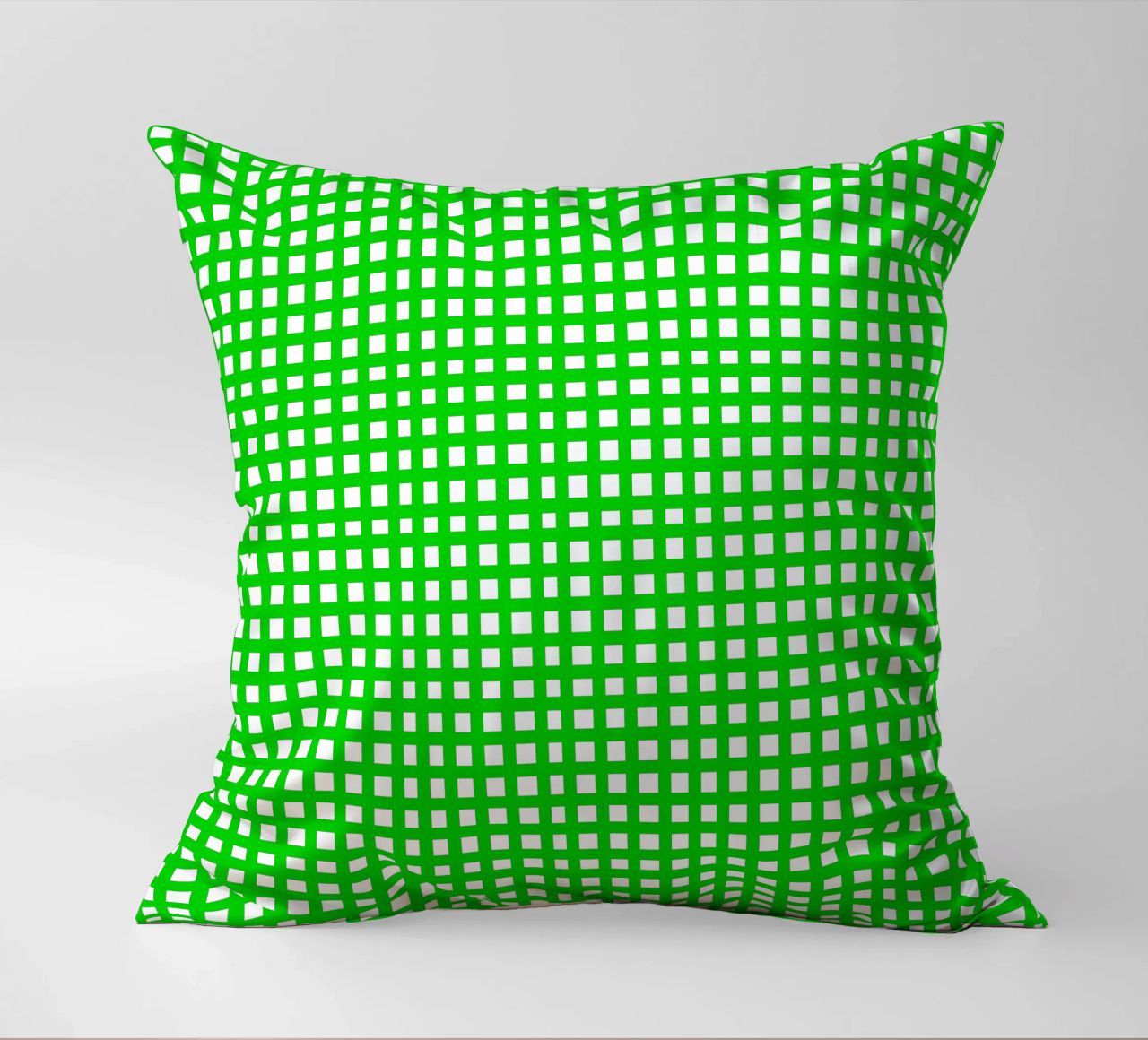 Green square mesh grid cuscino da baobabprintstore