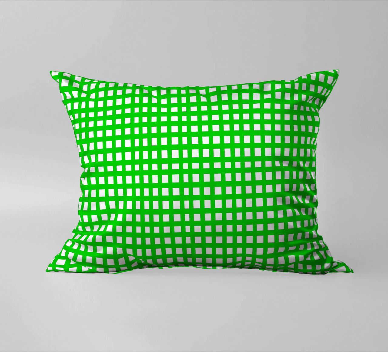 Green square mesh grid cuscino da baobabprintstore