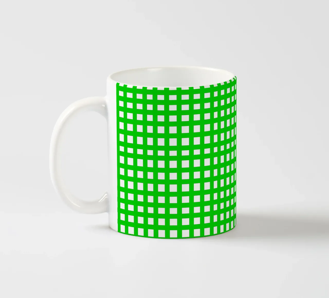 Green square mesh grid keramische mok van baobabprintstore