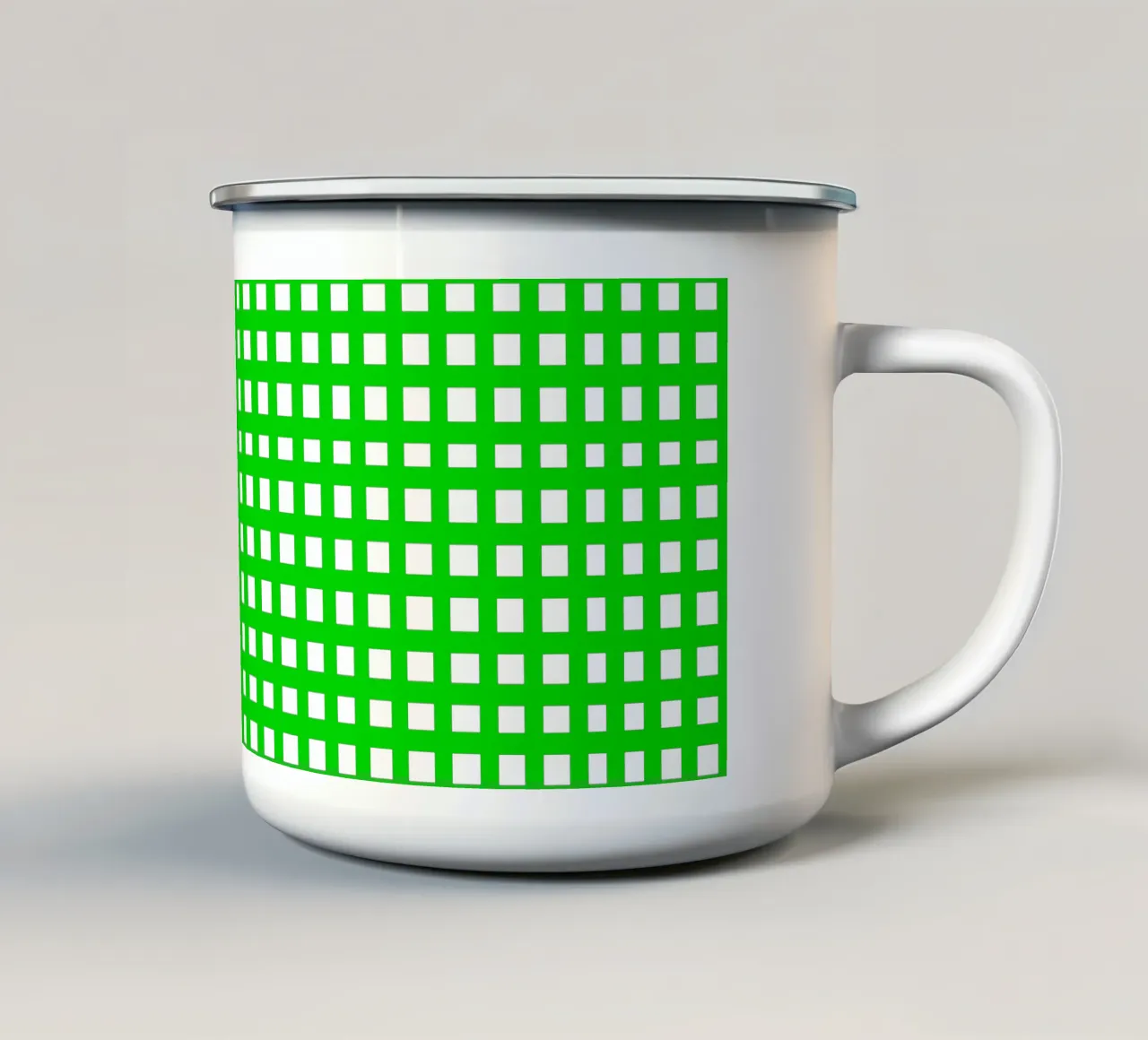 Green square mesh grid taza de esmalte de baobabprintstore