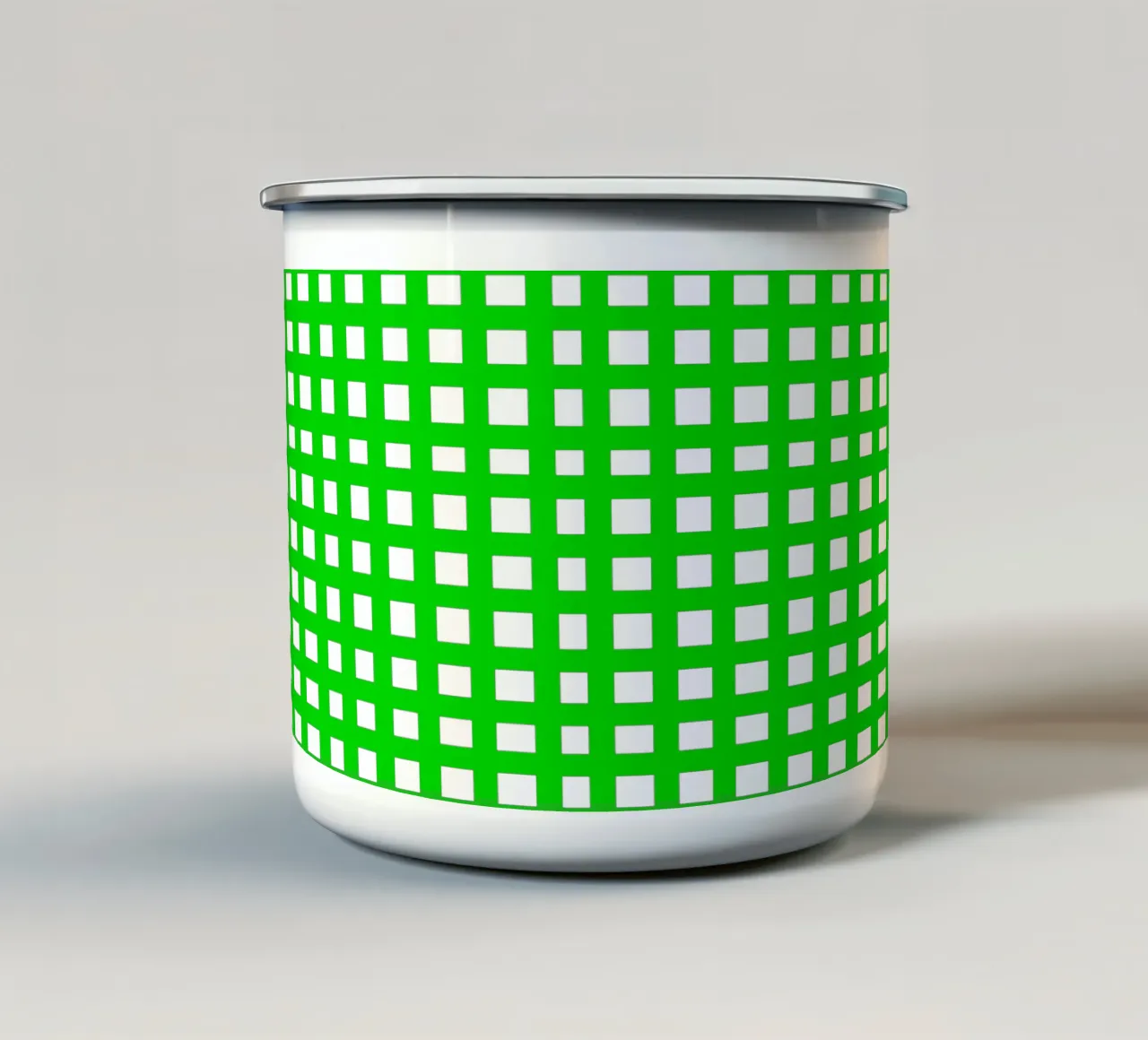 Green square mesh grid taza de esmalte de baobabprintstore
