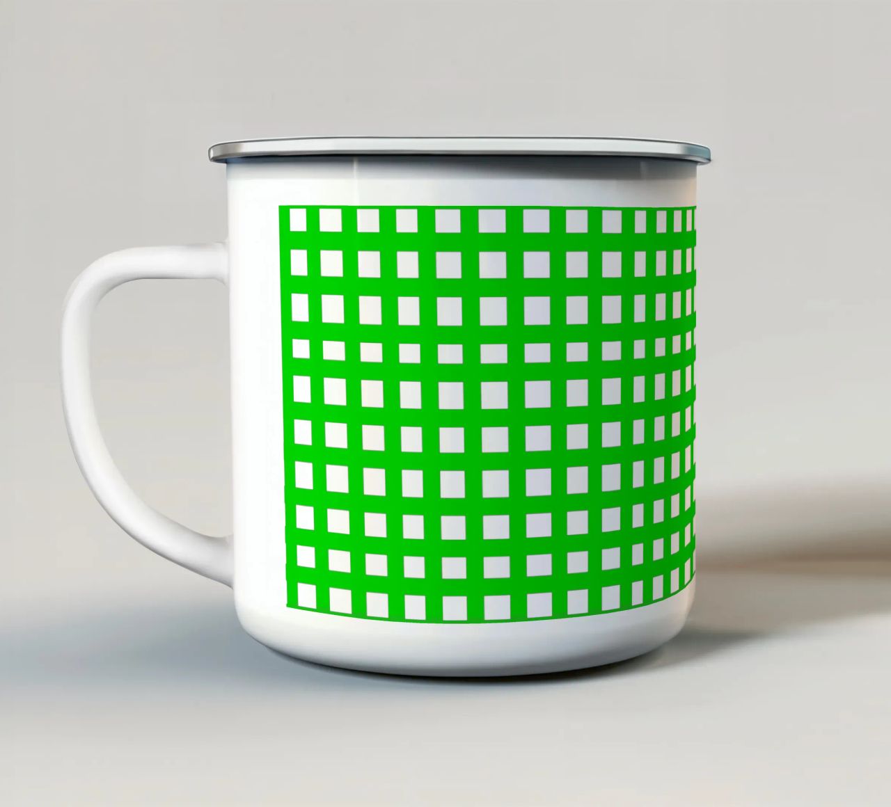Green square mesh grid tazza in smalto da baobabprintstore
