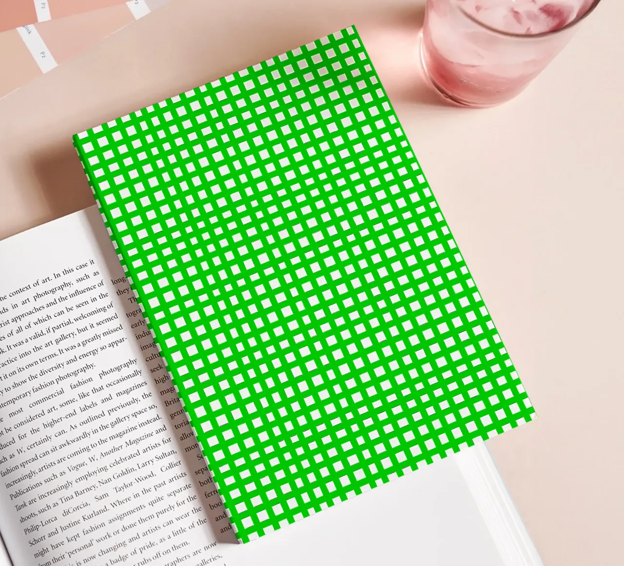 Green square mesh grid notebook by baobabprintstore
