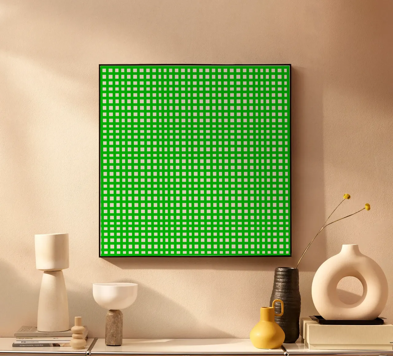 Green square mesh grid plexiglass da baobabprintstore