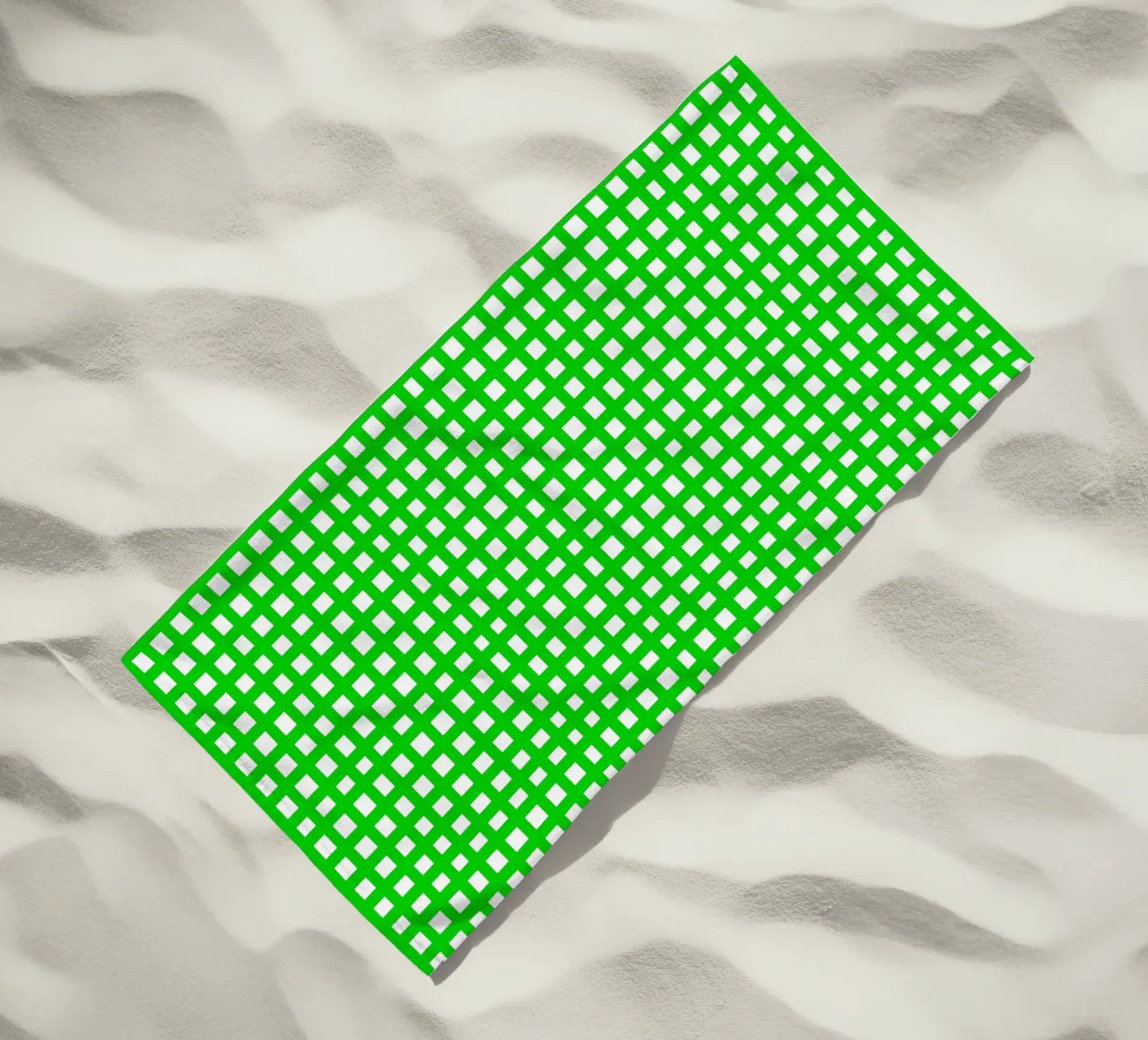 Green square mesh grid toalla de playa de baobabprintstore