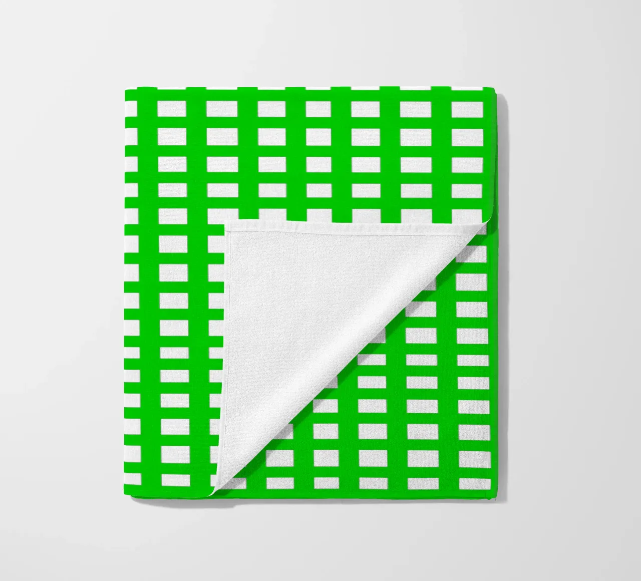 Green square mesh grid toalla de playa de baobabprintstore