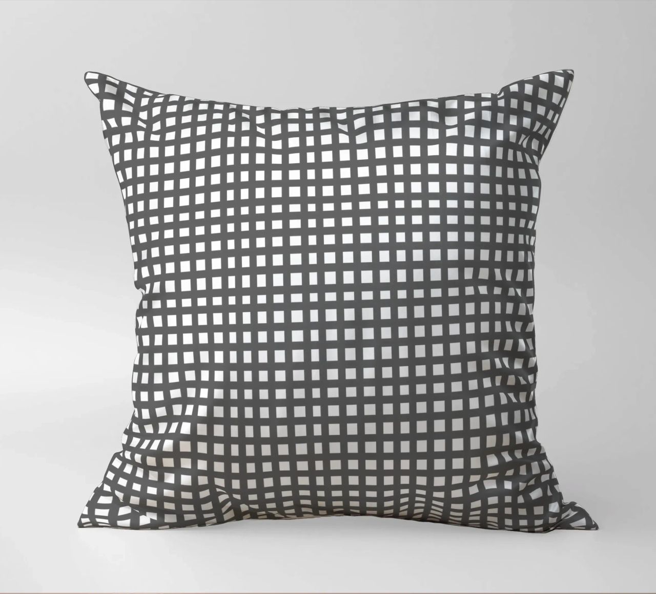 Grey square mesh grid cuscino da baobabprintstore