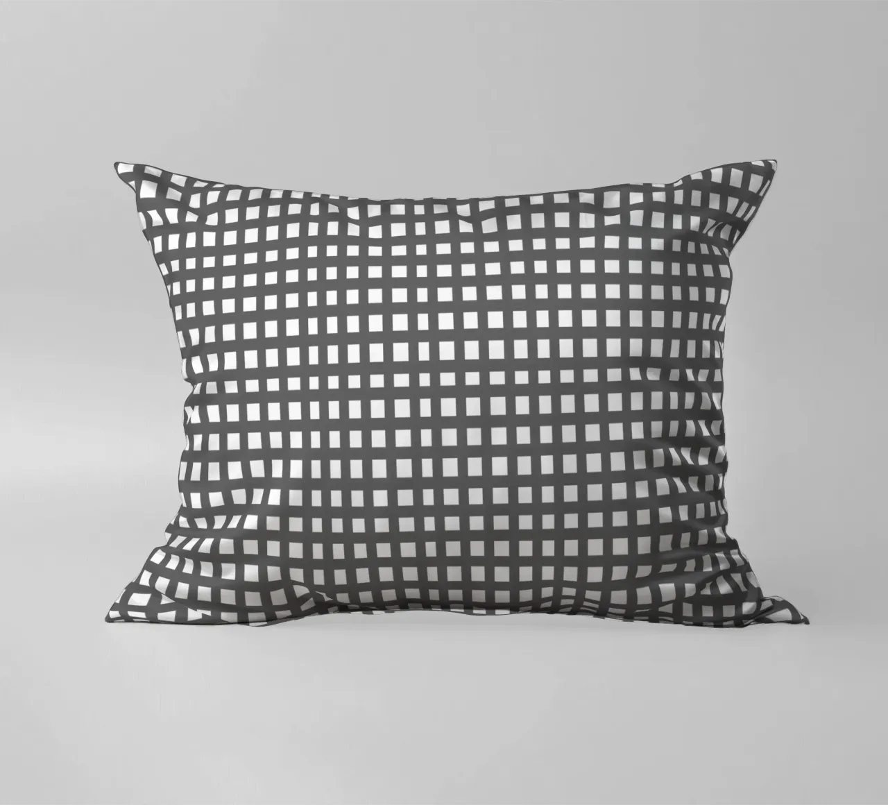 Grey square mesh grid kussen van baobabprintstore