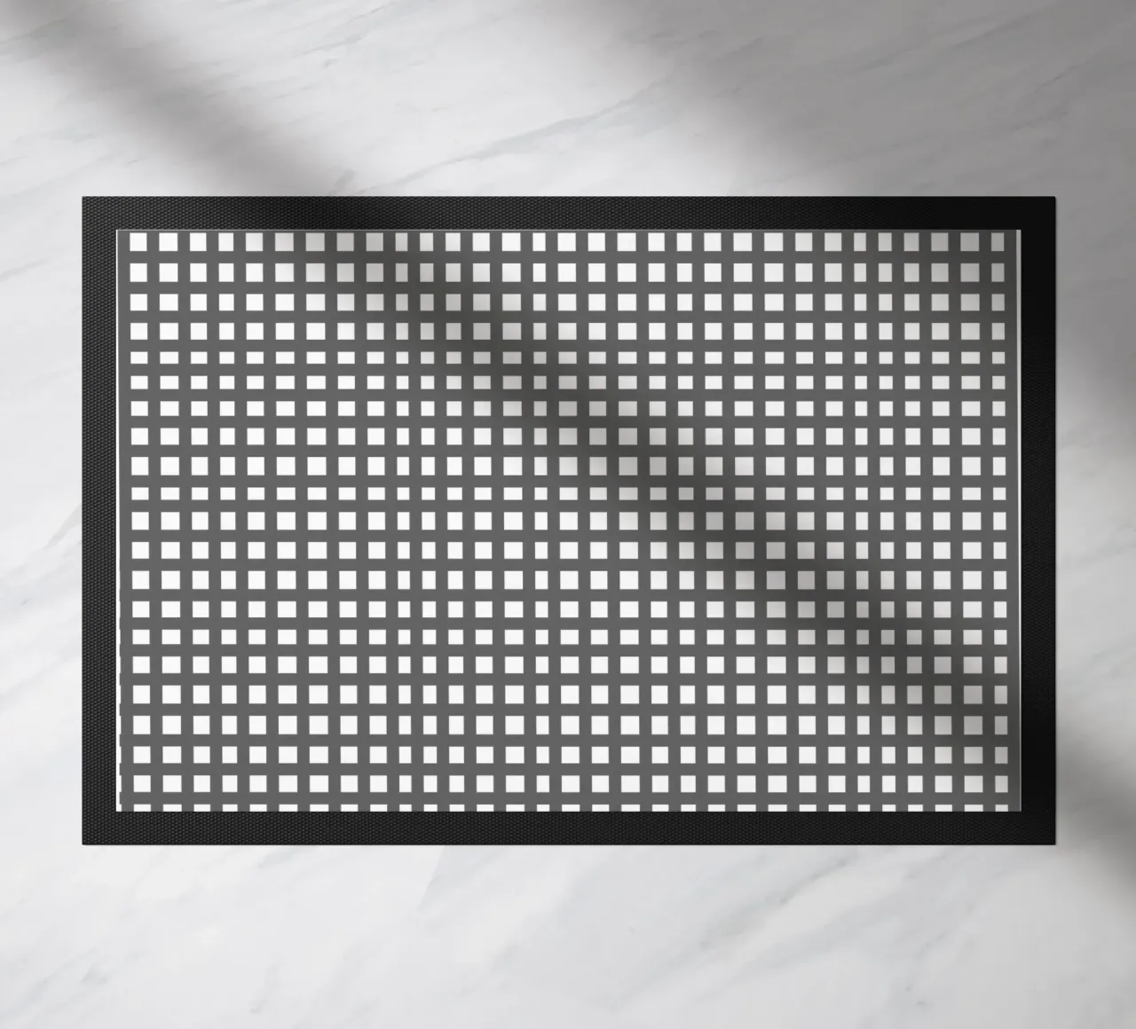 Grey square mesh grid felpudo de baobabprintstore