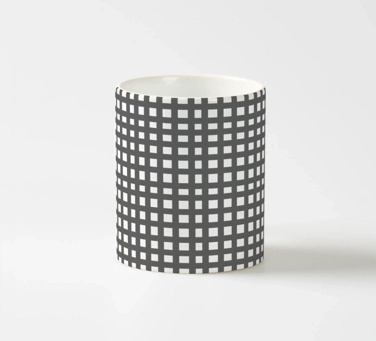 Grey square mesh grid tazza in ceramica da baobabprintstore