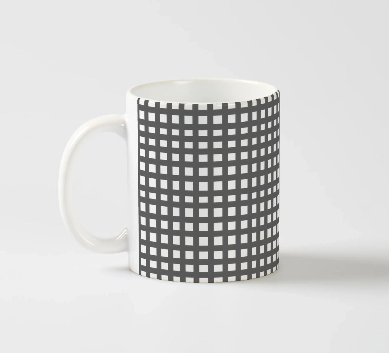 Grey square mesh grid tazza in ceramica da baobabprintstore