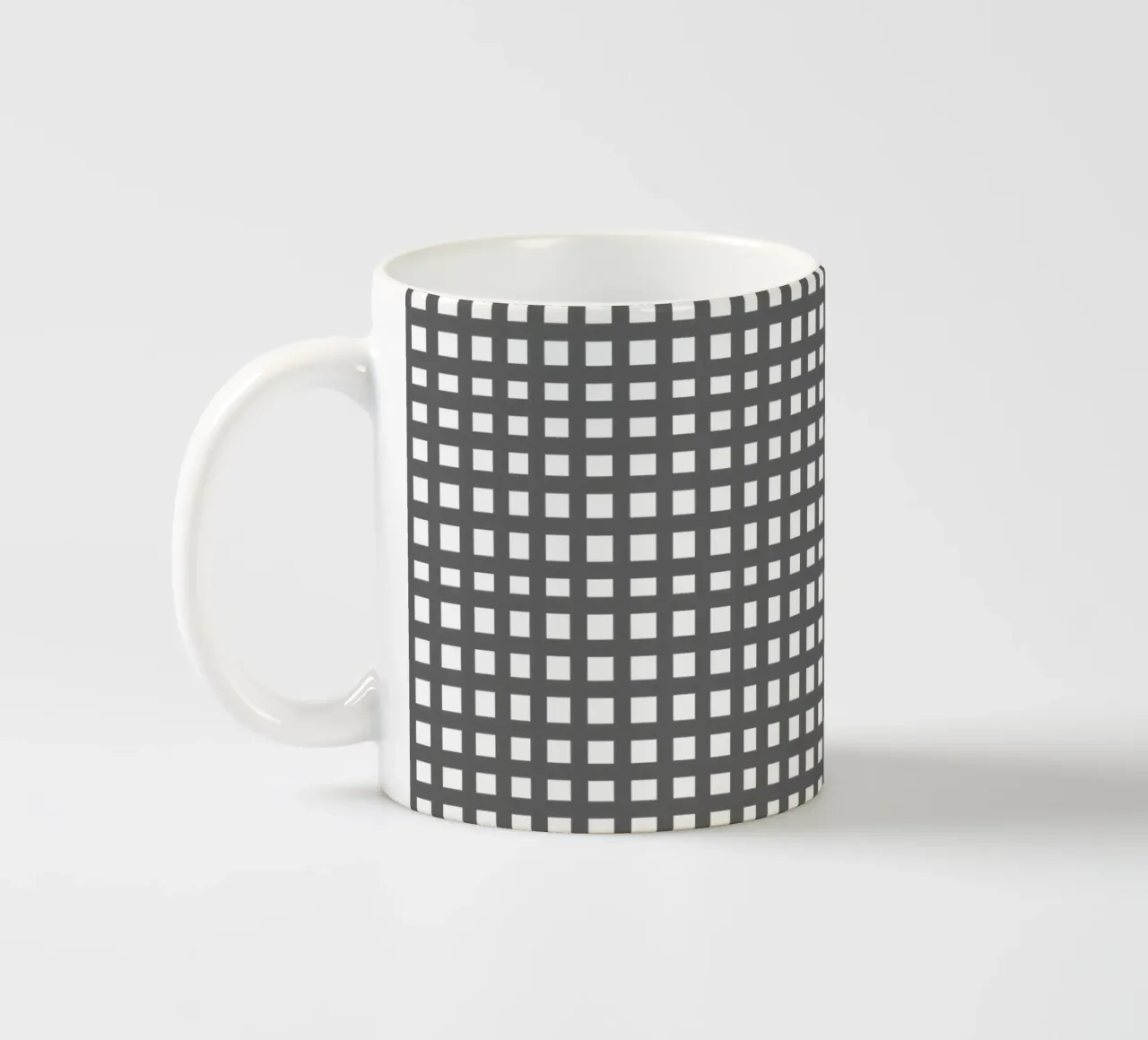 Grey square mesh grid keramische mok van baobabprintstore