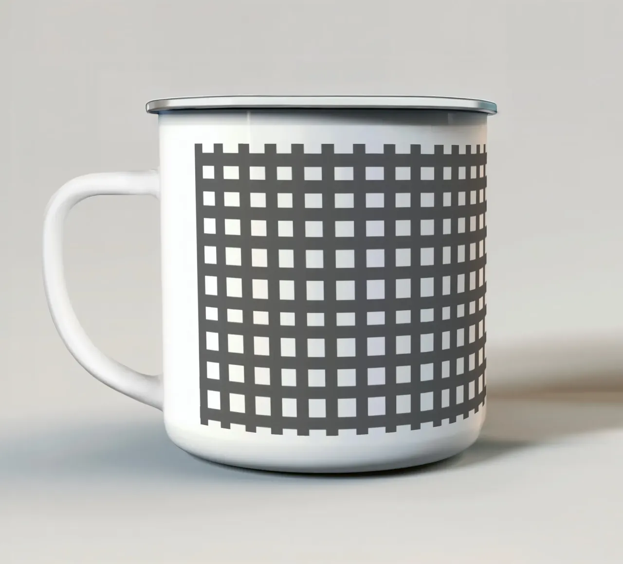 Grey square mesh grid Emaille Tasse von baobabprintstore