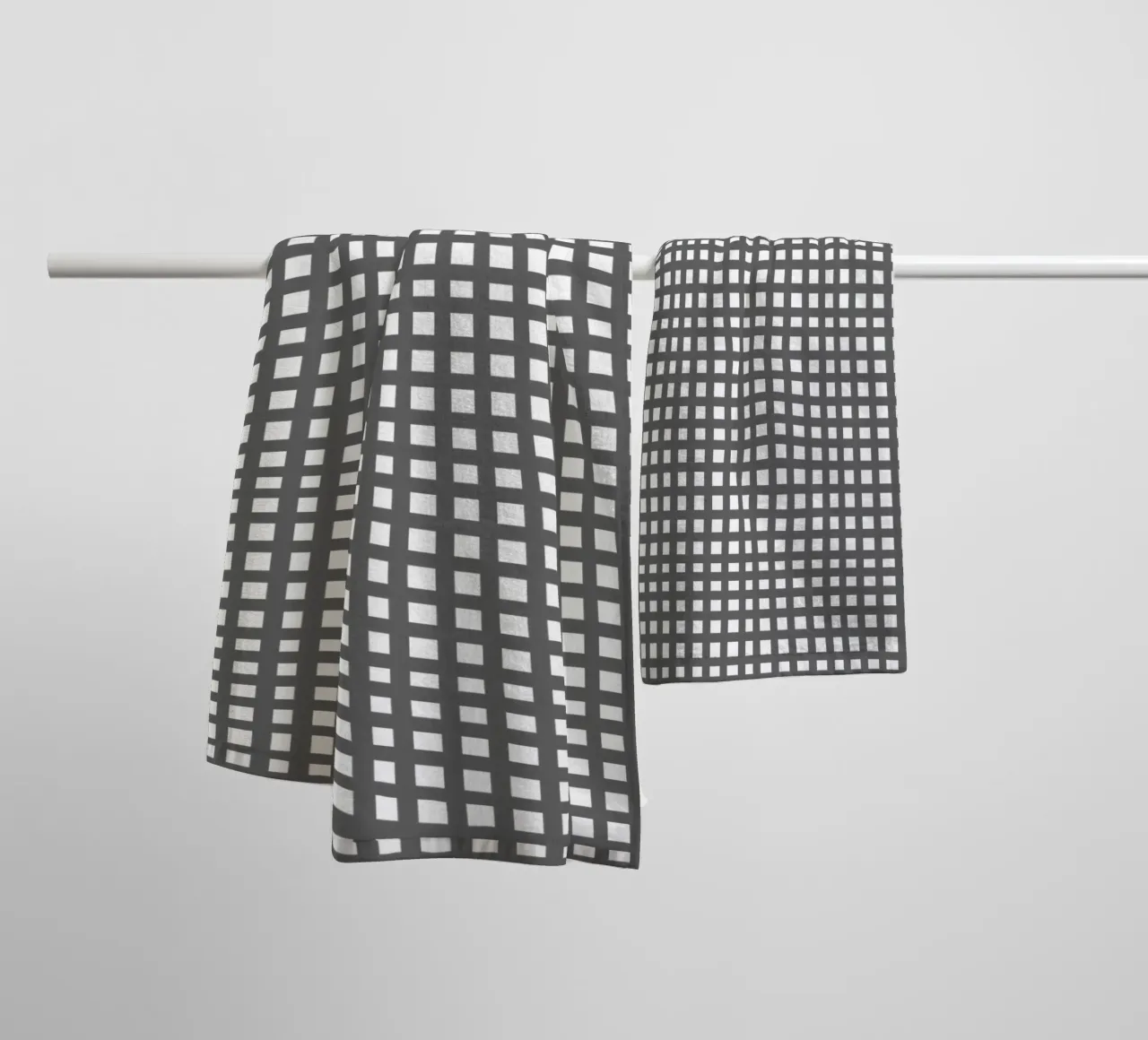 Grey square mesh grid Handtuch von baobabprintstore