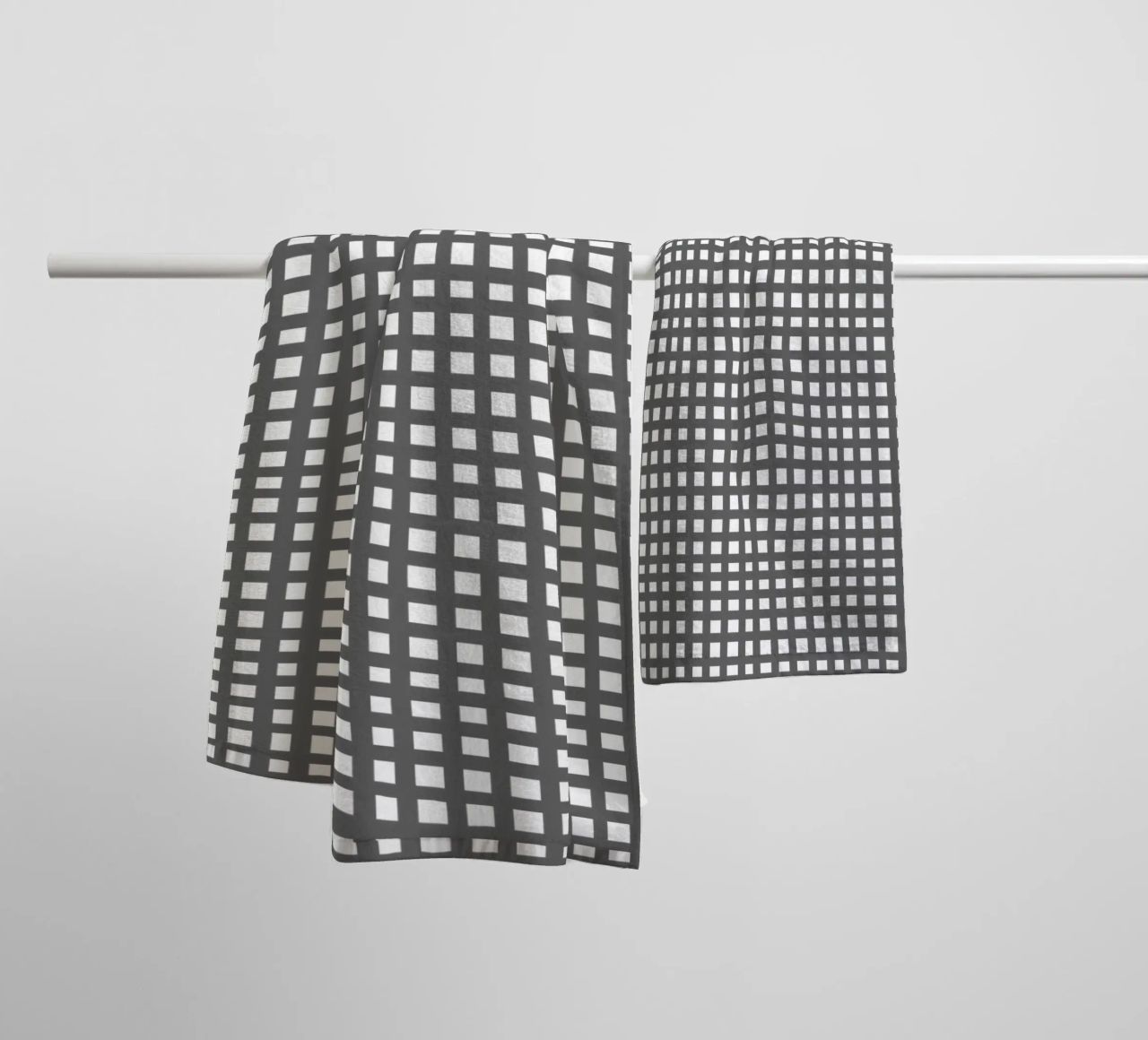 Grey square mesh grid asciugamano da bagno da baobabprintstore
