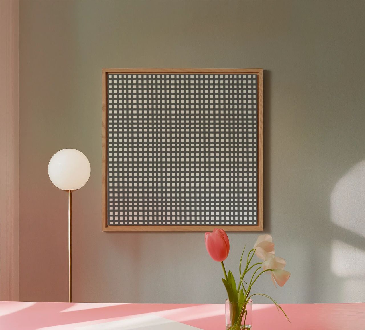 Grey square mesh grid alluminio dibond da baobabprintstore